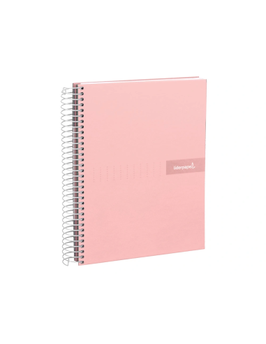 CI | Cuaderno espiral liderpapel a4 micro crafty tapa forrada 120h 90 gr cuadro 5 mm 5 bandas 4 colores color rosa