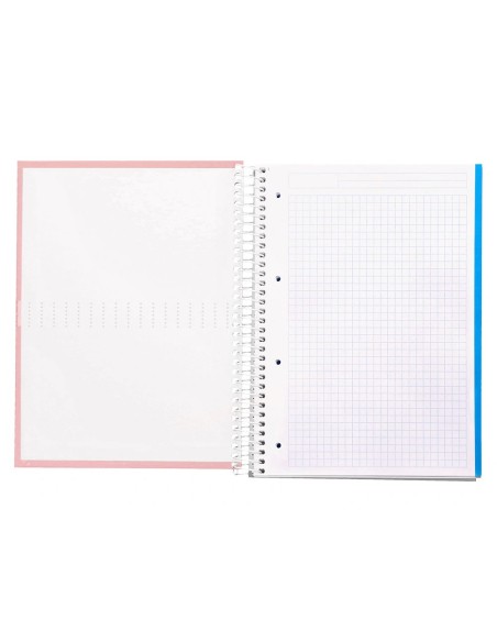 CI | Cuaderno espiral liderpapel a4 micro crafty tapa forrada 120h 90 gr cuadro 5 mm 5 bandas 4 colores color rosa