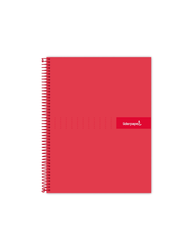 CI | Cuaderno espiral liderpapel a4 micro crafty tapa forrada 120h 90 gr cuadro 5 mm 5 bandas 4 colores color rojo