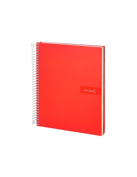 CI | Cuaderno espiral liderpapel a4 micro crafty tapa forrada 120h 90 gr cuadro 5 mm 5 bandas 4 colores color rojo