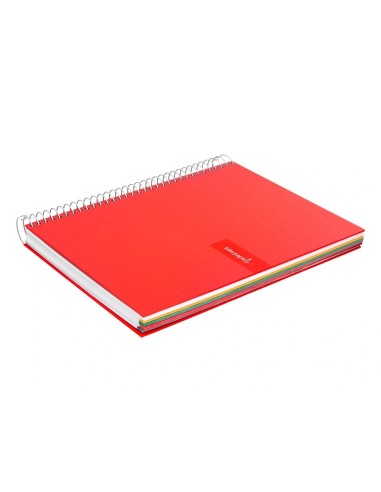 CI | Cuaderno espiral liderpapel a4 micro crafty tapa forrada 120h 90 gr cuadro 5 mm 5 bandas 4 colores color rojo