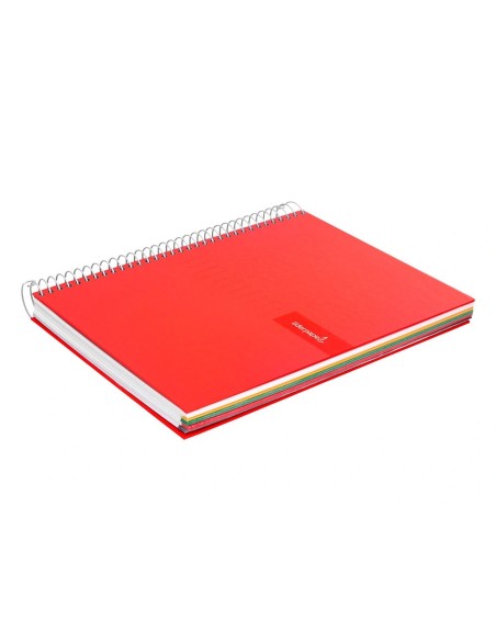 CI | Cuaderno espiral liderpapel a4 micro crafty tapa forrada 120h 90 gr cuadro 5 mm 5 bandas 4 colores color rojo