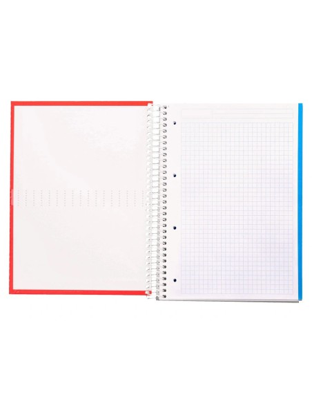 CI | Cuaderno espiral liderpapel a4 micro crafty tapa forrada 120h 90 gr cuadro 5 mm 5 bandas 4 colores color rojo