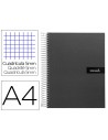 CI | Cuaderno espiral liderpapel a4 micro crafty tapa forrada 120h 90 gr cuadro 5 mm 5 bandas 4 colores color negro