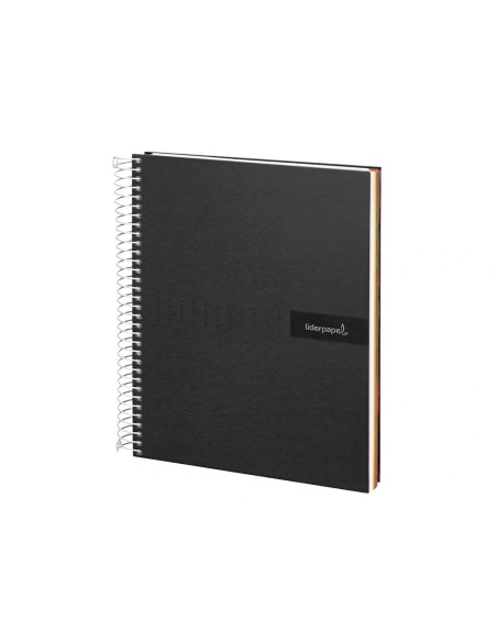 CI | Cuaderno espiral liderpapel a4 micro crafty tapa forrada 120h 90 gr cuadro 5 mm 5 bandas 4 colores color negro