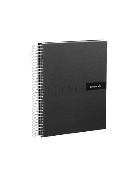 CI | Cuaderno espiral liderpapel a4 micro crafty tapa forrada 120h 90 gr cuadro 5 mm 5 bandas 4 colores color negro