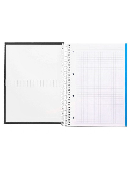 CI | Cuaderno espiral liderpapel a4 micro crafty tapa forrada 120h 90 gr cuadro 5 mm 5 bandas 4 colores color negro
