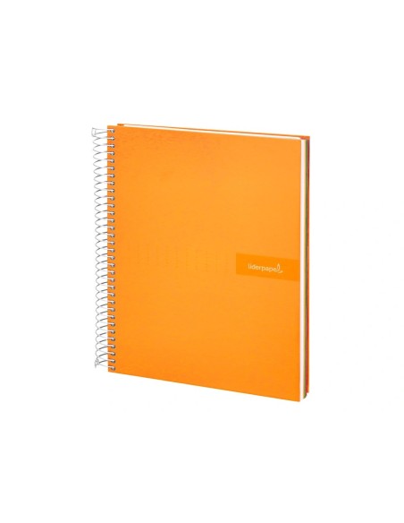 CI | Cuaderno espiral liderpapel a4 micro crafty tapa forrada 120h 90 gr cuadro 5 mm 5 bandas 4 colores color naranja