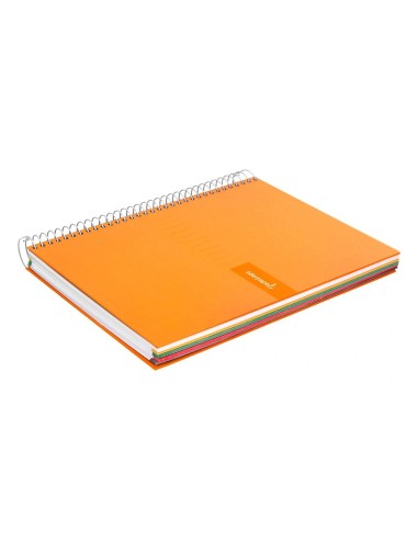 CI | Cuaderno espiral liderpapel a4 micro crafty tapa forrada 120h 90 gr cuadro 5 mm 5 bandas 4 colores color naranja