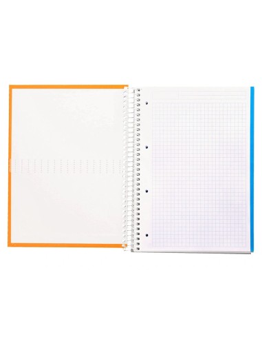 CI | Cuaderno espiral liderpapel a4 micro crafty tapa forrada 120h 90 gr cuadro 5 mm 5 bandas 4 colores color naranja
