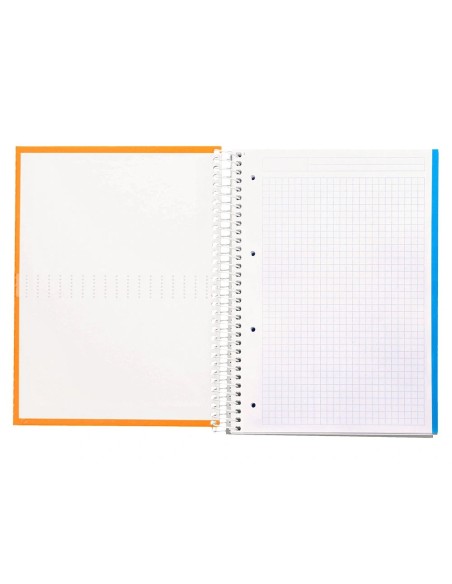 CI | Cuaderno espiral liderpapel a4 micro crafty tapa forrada 120h 90 gr cuadro 5 mm 5 bandas 4 colores color naranja