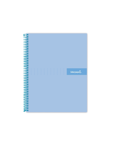 CI | Cuaderno espiral liderpapel a4 micro crafty tapa forrada 120h 90 gr cuadro 5 mm 5 bandas 4 colores celeste