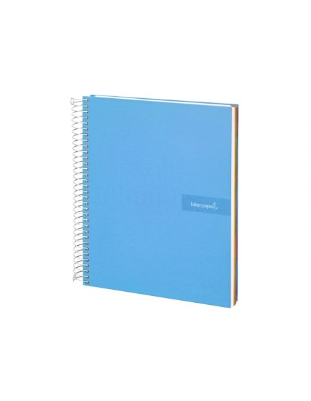 CI | Cuaderno espiral liderpapel a4 micro crafty tapa forrada 120h 90 gr cuadro 5 mm 5 bandas 4 colores celeste