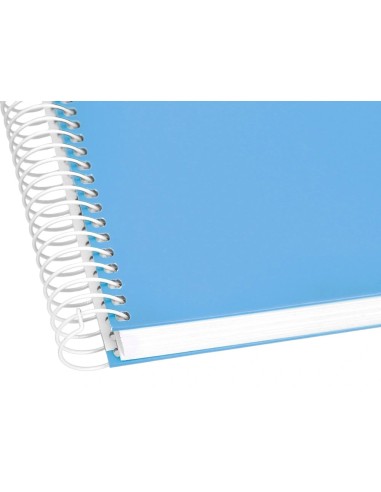 CI | Cuaderno espiral liderpapel a4 micro crafty tapa forrada 120h 90 gr cuadro 5 mm 5 bandas 4 colores celeste