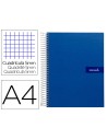 CI | Cuaderno espiral liderpapel a4 micro crafty tapa forrada 120h 90 gr cuadro 5 mm 5 bandas 4 colores color azul