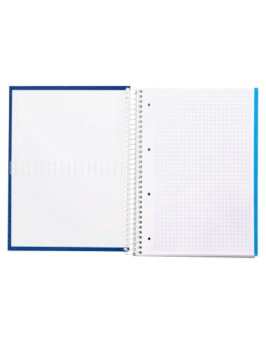 CI | Cuaderno espiral liderpapel a4 micro crafty tapa forrada 120h 90 gr cuadro 5 mm 5 bandas 4 colores color azul