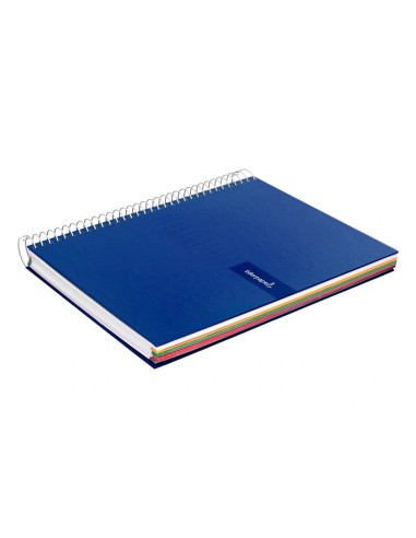 CI | Cuaderno espiral liderpapel a4 micro crafty tapa forrada 120h 90 gr cuadro 5 mm 5 bandas 4 colores color azul