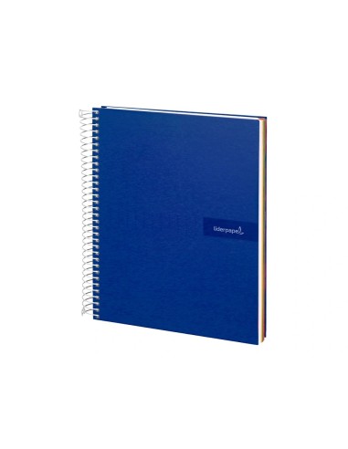CI | Cuaderno espiral liderpapel a4 micro crafty tapa forrada 120h 90 gr cuadro 5 mm 5 bandas 4 colores color azul