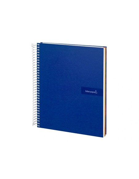 CI | Cuaderno espiral liderpapel a4 micro crafty tapa forrada 120h 90 gr cuadro 5 mm 5 bandas 4 colores color azul
