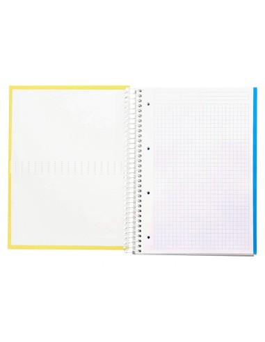CI | Cuaderno espiral liderpapel a4 micro crafty tapa forrada 120h 90gr cuadro 5mm 5 bandas 4 taladros color amarillo