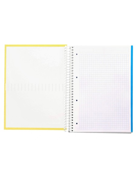 CI | Cuaderno espiral liderpapel a4 micro crafty tapa forrada 120h 90gr cuadro 5mm 5 bandas 4 taladros color amarillo