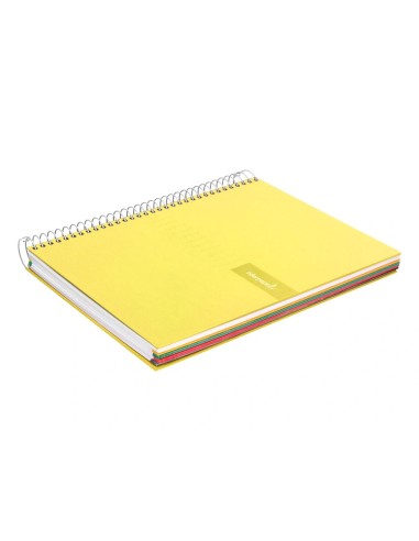 CI | Cuaderno espiral liderpapel a4 micro crafty tapa forrada 120h 90gr cuadro 5mm 5 bandas 4 taladros color amarillo