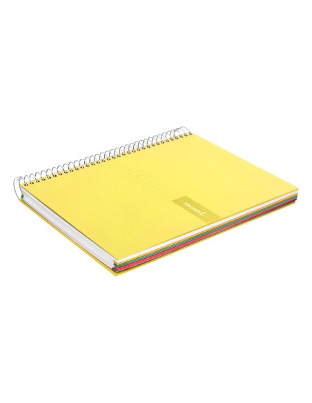 CI | Cuaderno espiral liderpapel a4 micro crafty tapa forrada 120h 90gr cuadro 5mm 5 bandas 4 taladros color amarillo