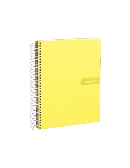 CI | Cuaderno espiral liderpapel a4 micro crafty tapa forrada 120h 90gr cuadro 5mm 5 bandas 4 taladros color amarillo