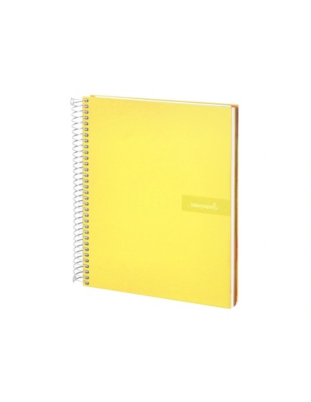 CI | Cuaderno espiral liderpapel a4 micro crafty tapa forrada 120h 90gr cuadro 5mm 5 bandas 4 taladros color amarillo