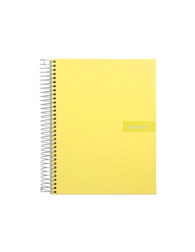 CI | Cuaderno espiral liderpapel a4 micro crafty tapa forrada 120h 90gr cuadro 5mm 5 bandas 4 taladros color amarillo