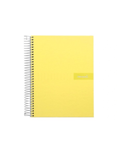 CI | Cuaderno espiral liderpapel a4 micro crafty tapa forrada 120h 90gr cuadro 5mm 5 bandas 4 taladros color amarillo