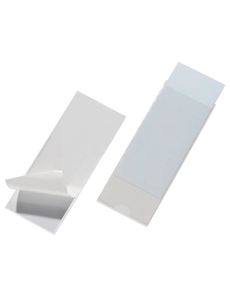 CI | Funda autoadhesiva q-connect para lomo de carpeta 55x102mmpack de 6 unidades