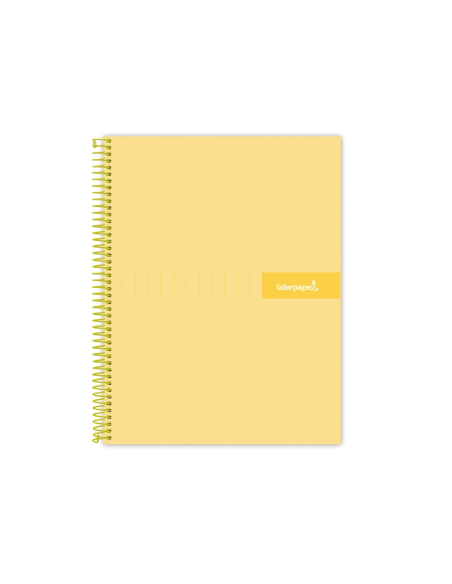 CI | Cuaderno espiral liderpapel a4 micro crafty tapa forrada 120h 90gr cuadro 5mm 5 bandas 4 taladros color amarillo