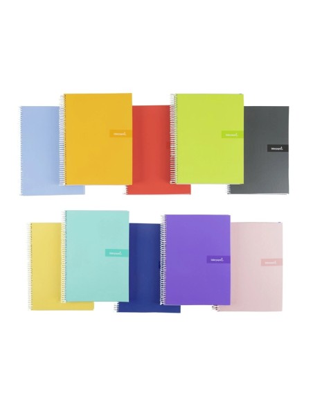CI | Cuaderno espiral liderpapel a4 crafty tapa forrada 80h 90 gr pauta estrecha 2,5mm con margen colores surtidos