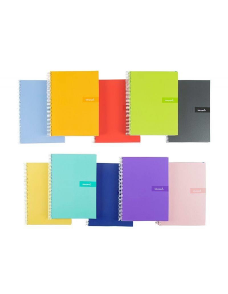 CI | Cuaderno Espiral Liderpapel A4 Crafty Tapa Forrada 80H 90 Gr Milimetrado 2 Mm Colores Surtidos
