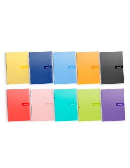CI | Cuaderno espiral liderpapel a4 crafty tapa forrada 80h 90 gr cuadro 4 mm con margen colores surtidos