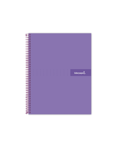 CI | Cuaderno espiral liderpapel a4 crafty tapa forrada 80h 90 gr cuadro 4mm con margen color violeta