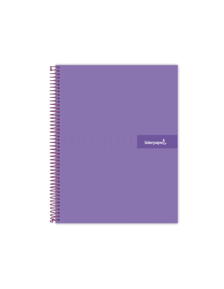 CI | Cuaderno espiral liderpapel a4 crafty tapa forrada 80h 90 gr cuadro 4mm con margen color violeta