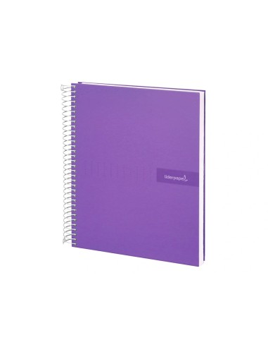 CI | Cuaderno espiral liderpapel a4 crafty tapa forrada 80h 90 gr cuadro 4mm con margen color violeta