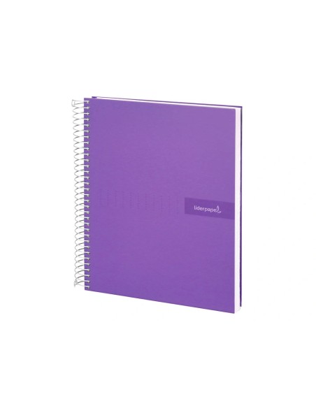 CI | Cuaderno espiral liderpapel a4 crafty tapa forrada 80h 90 gr cuadro 4mm con margen color violeta