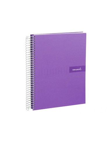 CI | Cuaderno espiral liderpapel a4 crafty tapa forrada 80h 90 gr cuadro 4mm con margen color violeta