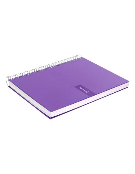 CI | Cuaderno espiral liderpapel a4 crafty tapa forrada 80h 90 gr cuadro 4mm con margen color violeta