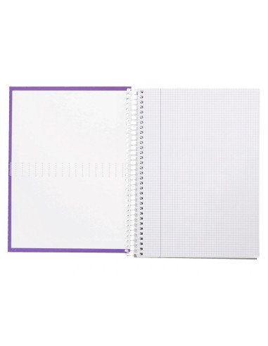 CI | Cuaderno espiral liderpapel a4 crafty tapa forrada 80h 90 gr cuadro 4mm con margen color violeta