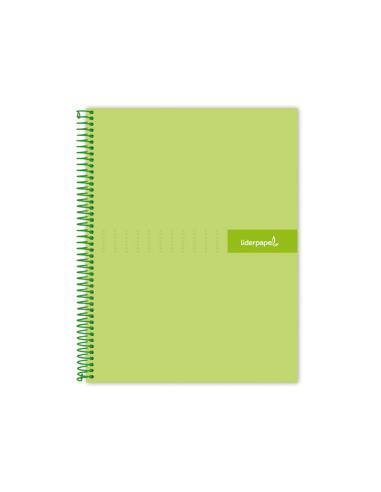 CI | Cuaderno espiral liderpapel a4 crafty tapa forrada 80h 90 gr cuadro 4mm con margen color verde