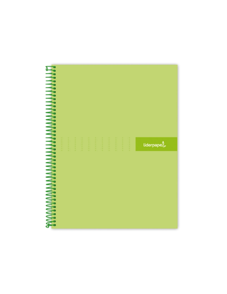 CI | Cuaderno espiral liderpapel a4 crafty tapa forrada 80h 90 gr cuadro 4mm con margen color verde