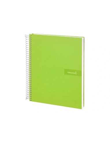 CI | Cuaderno espiral liderpapel a4 crafty tapa forrada 80h 90 gr cuadro 4mm con margen color verde