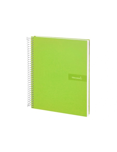 CI | Cuaderno espiral liderpapel a4 crafty tapa forrada 80h 90 gr cuadro 4mm con margen color verde