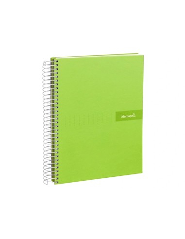 CI | Cuaderno espiral liderpapel a4 crafty tapa forrada 80h 90 gr cuadro 4mm con margen color verde