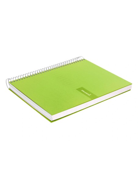 CI | Cuaderno espiral liderpapel a4 crafty tapa forrada 80h 90 gr cuadro 4mm con margen color verde