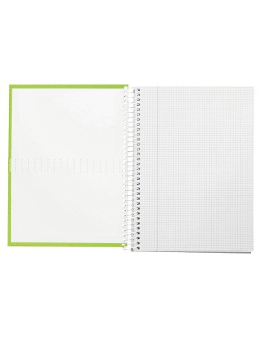 CI | Cuaderno espiral liderpapel a4 crafty tapa forrada 80h 90 gr cuadro 4mm con margen color verde